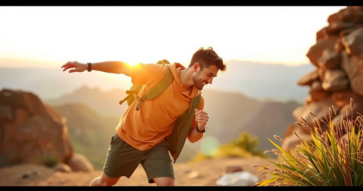 Vibrant healthy person hiking